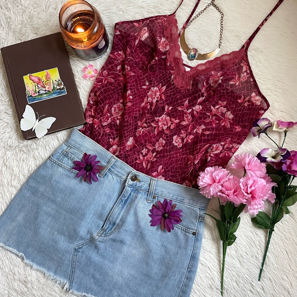 Secret treasures maroon lace floral cami - Picture 15 of 15